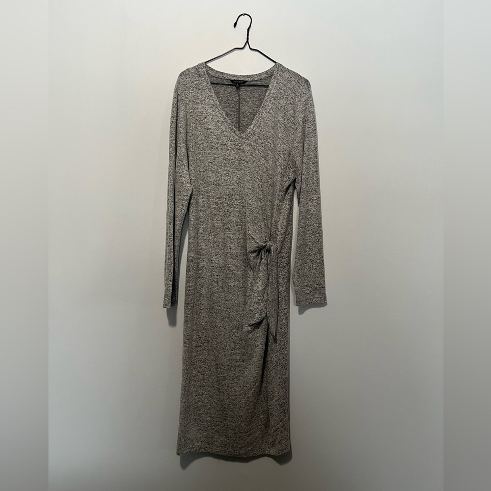Lucky Brand Size XL Soft Gray Long Sleeve Wrap Knit Dress